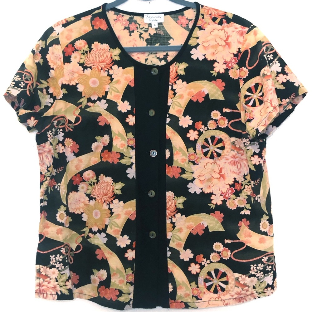 Naturally Petite Button Down Top Kimono Size Large